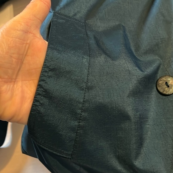 VTG 90’s-Brem rainwear-12P-teal green-double breasted raincoat with shoulder pad - Picture 5 of 14